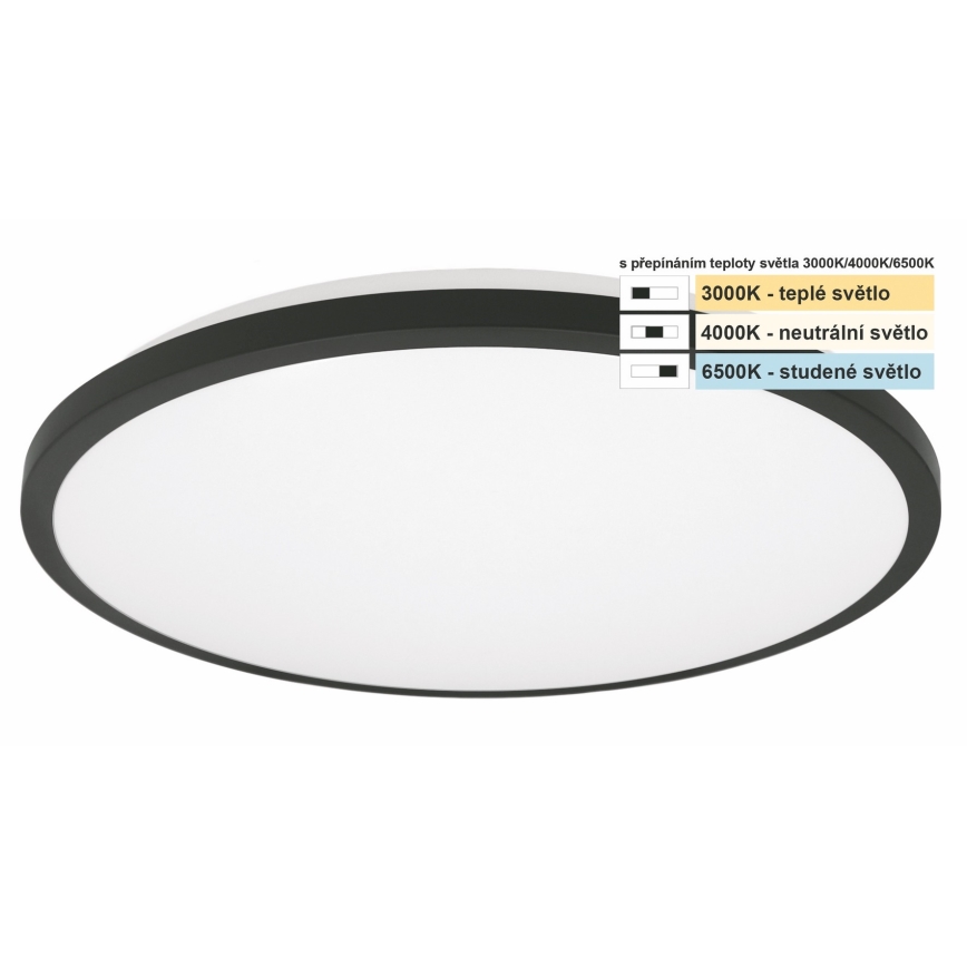 Top Light - LED plafon za kupatilo ONYX LED/10W/230V IP44 3000/4000/6500K prečnik 29 cm crna