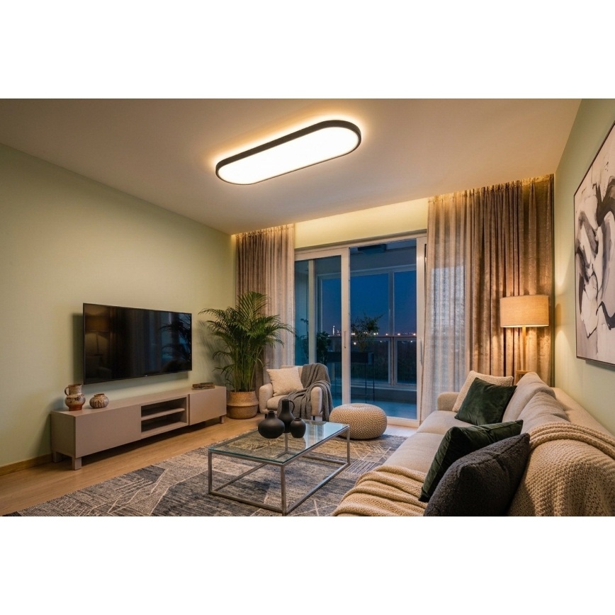 Top Light - prigušiva LED stropna prislonjena i viseća svetiljka OVAL LED/36W/230V 3000-6500K crna + daljinski upravljač