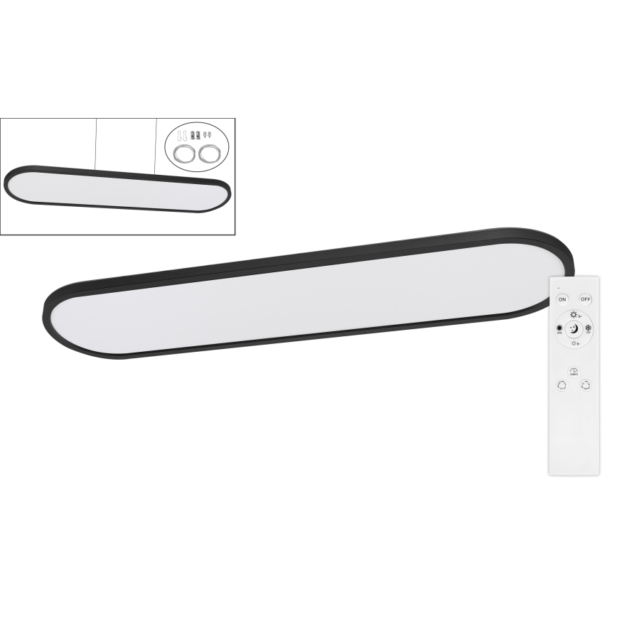 Top Light - prigušiva LED stropna prislonjena i viseća svetiljka OVAL LED/36W/230V 3000-6500K crna + daljinski upravljač