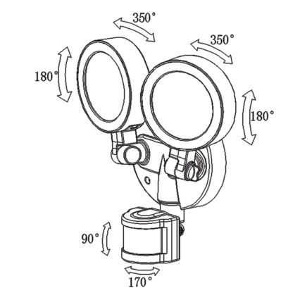 Top Light Tarraco C PIR - LED reflektor sa PIR senzorom TARRACO 2xLED/20W/230V IP65