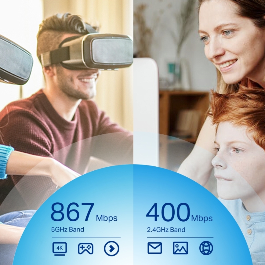 TP-Link - Bežični USB mrežni adapter sa antenama visokog dobitka Archer T4U Plus Wi-Fi