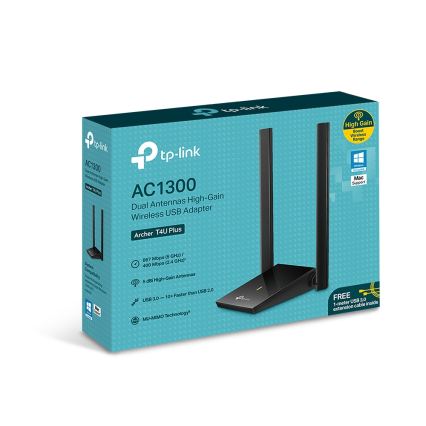 TP-Link - Bežični USB mrežni adapter sa antenama visokog dobitka Archer T4U Plus Wi-Fi