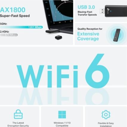 TP-Link - Dvopojasni bežični USB adapter sa Wi-Fi 6 Archer TX20U