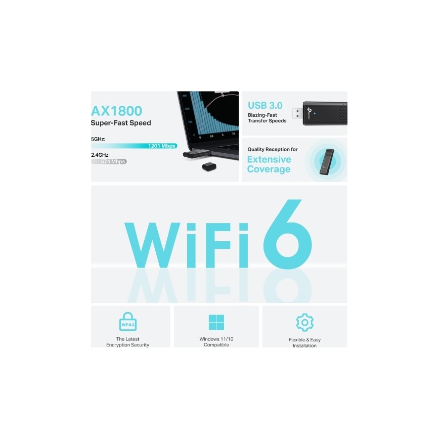 TP-Link - Dvopojasni bežični USB adapter sa Wi-Fi 6 Archer TX20U