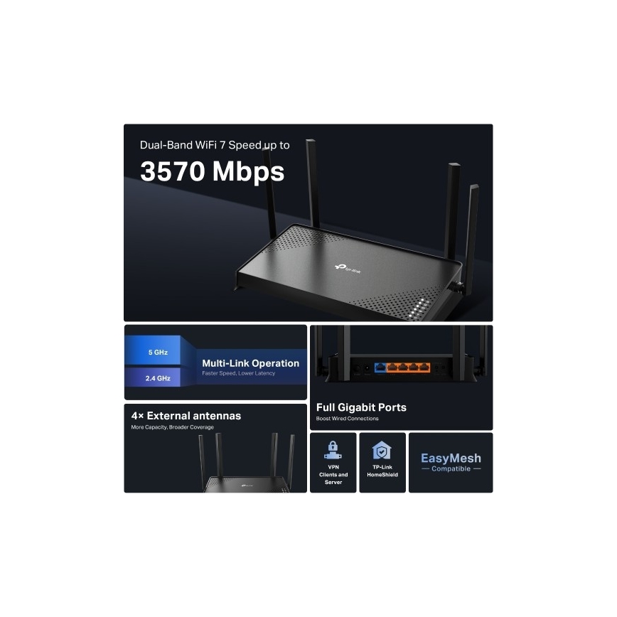 TP-Link - dvopojasni Wi-Fi 7 ruter Archer BE220
