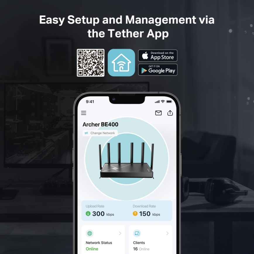 TP-Link - dvopojasni Wi-Fi 7 ruter Archer BE400