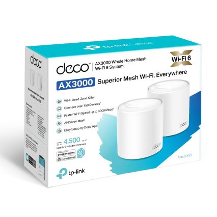 TP-Link - Komplet 2x Wi‑Fi 6 mesh sistem za potpunu pokrivenost doma Deco X50