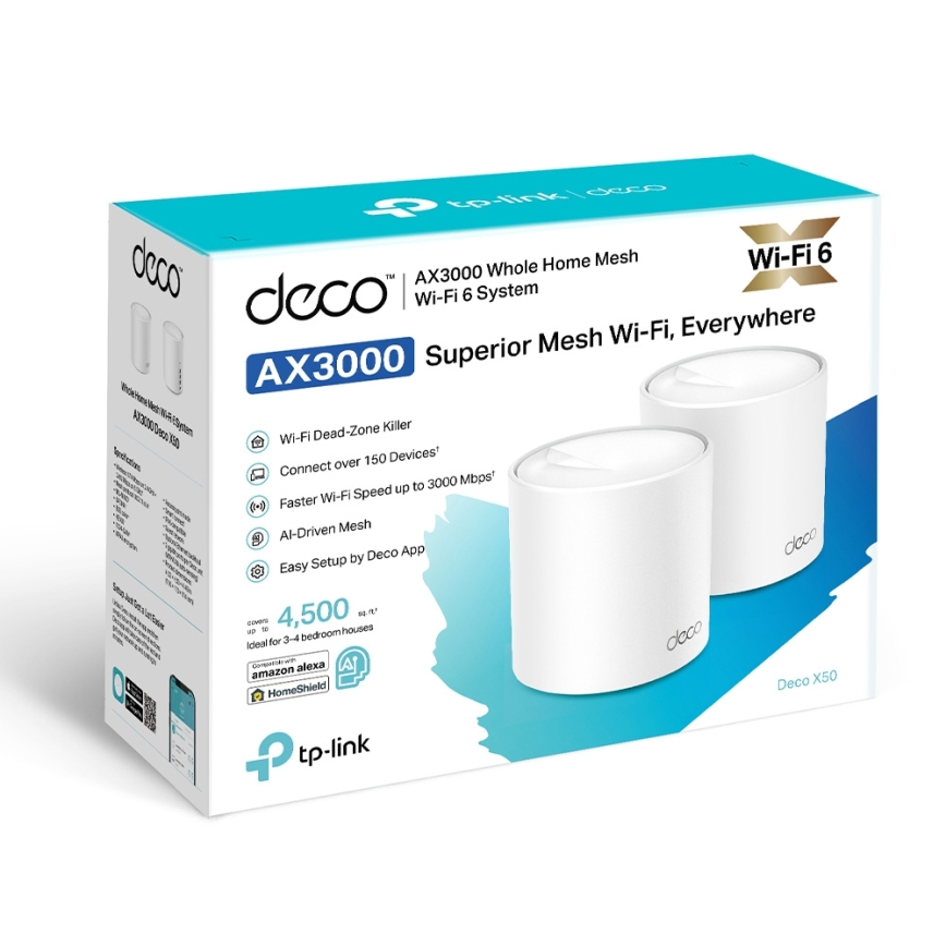 TP-Link - Komplet 2x Wi‑Fi 6 mesh sistem za potpunu pokrivenost doma Deco X50