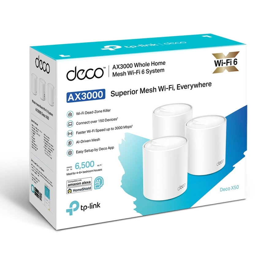 TP-Link - KOMPLET od 3 Wi‑Fi 6 mesh sistema za celu kuću Deco X50