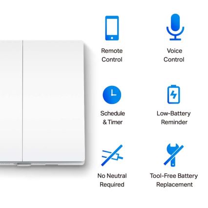 TP-Link - Pametni svetlosni prekidač sa dva tastera 2xAAA Wi-Fi