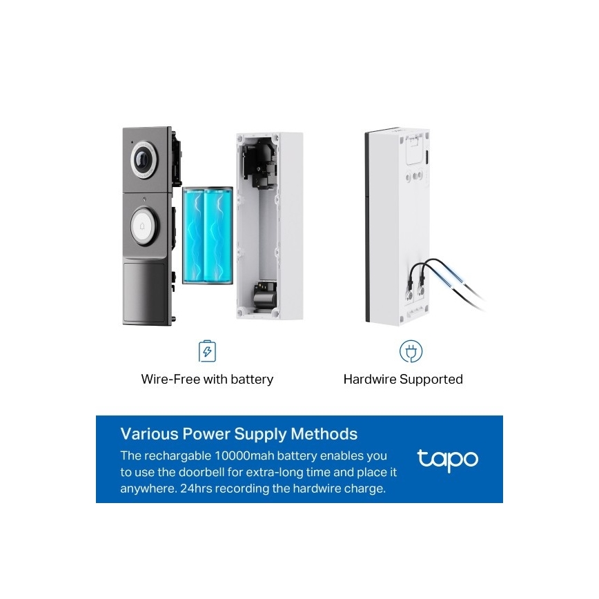 TP-Link - Pametno video zvono 2K 10000 mAh IP66 Wi-Fi Tuya