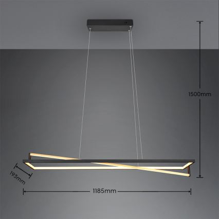 Trio - LED prigušiva luster na sajli EDGE LED/35W/230V 2300/3000/4000K crna/zlatna
