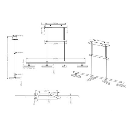Trio - LED prigušiva luster na sajli OPIUM 4xLED/4,5W/230V
