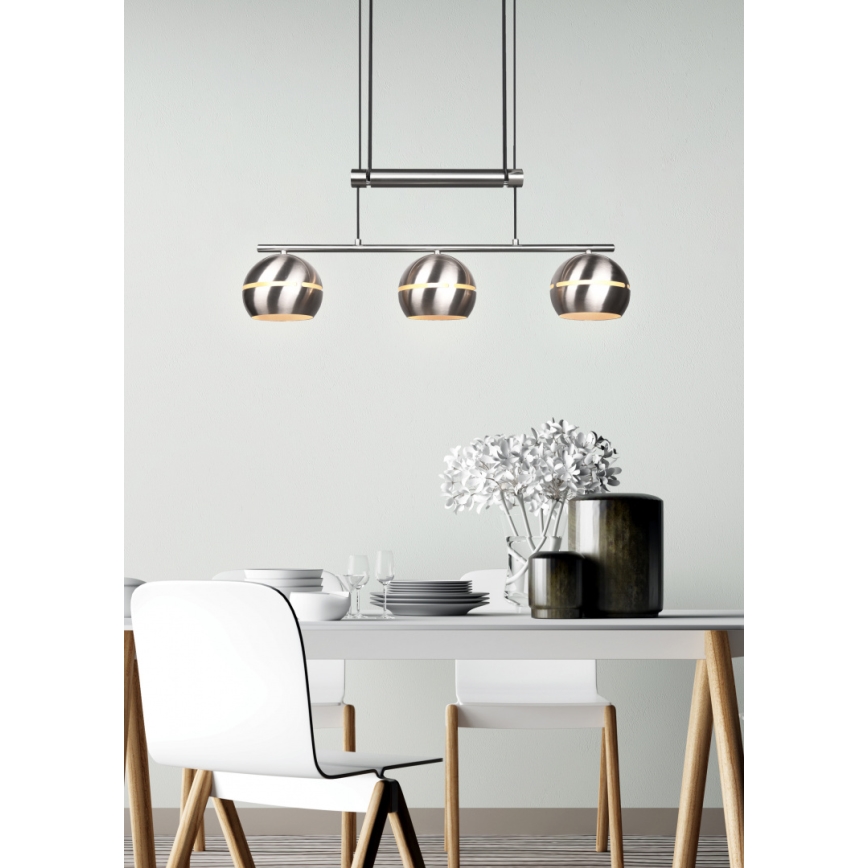 Trio - Luster na sajli FLETCHER 3xE14/40W/230V matni hrom