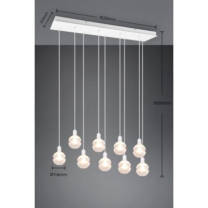 Trio - Luster na sajli MELA 9xE14/25W/230V bela