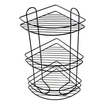 Trospratna zidna polica za tuš 23x58 cm crna
