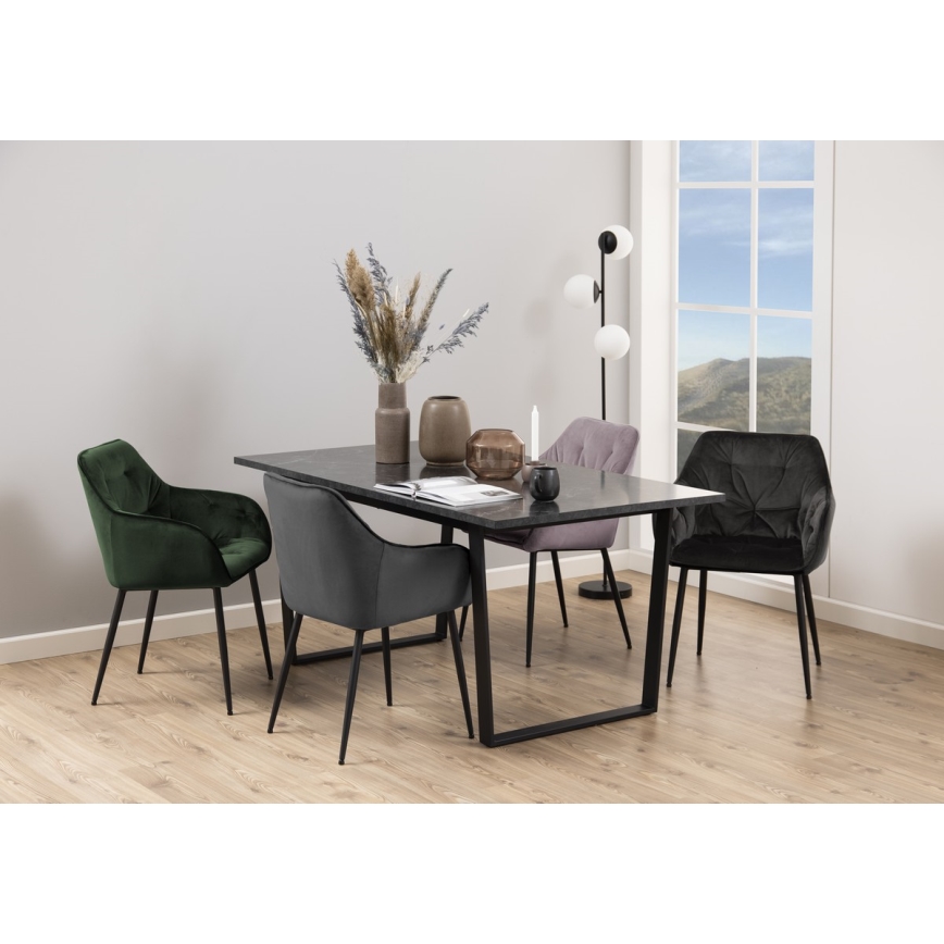 Trpezarijska stolica AYLIN sa naslonima za ruke, 1 kom, crna