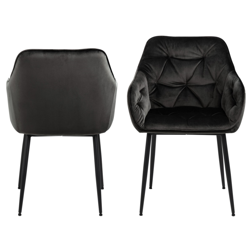 Trpezarijska stolica AYLIN sa naslonima za ruke, 1 kom, crna