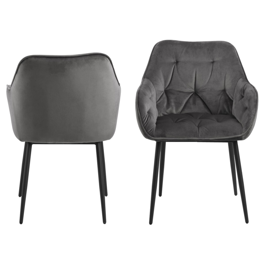 Trpezarijska stolica AYLIN sa naslonima za ruke, 1 kom, tamno siva