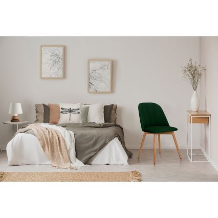 Trpezarijska stolica BAKERI 86x48 cm tamno zelena/svetli hrast