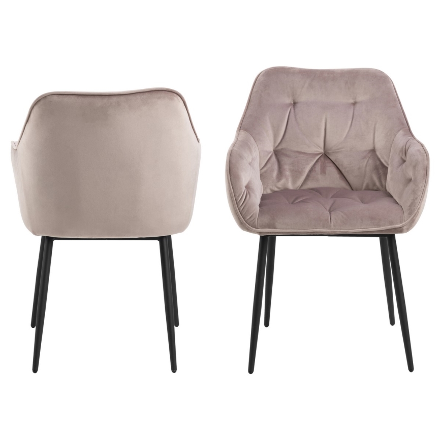 Trpezarijska stolica sa naslonima za ruke AYLIN 1 kom ružičasta