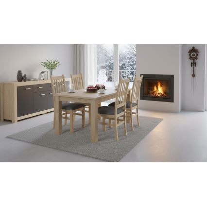 Trpezarijska stolica SIMON buk/tamno siva