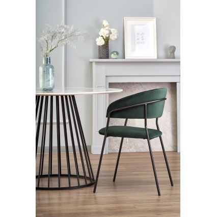 Trpezarijski sto SEREIN, dekor beli mermer/crna