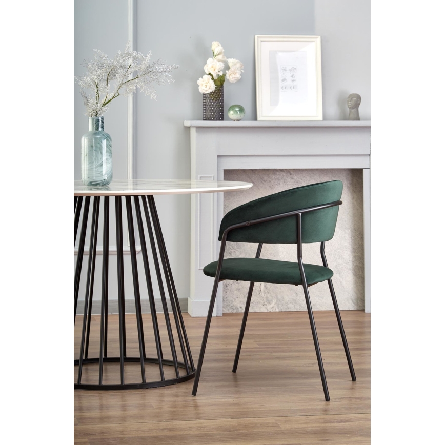 Trpezarijski sto SEREIN, dekor beli mermer/crna