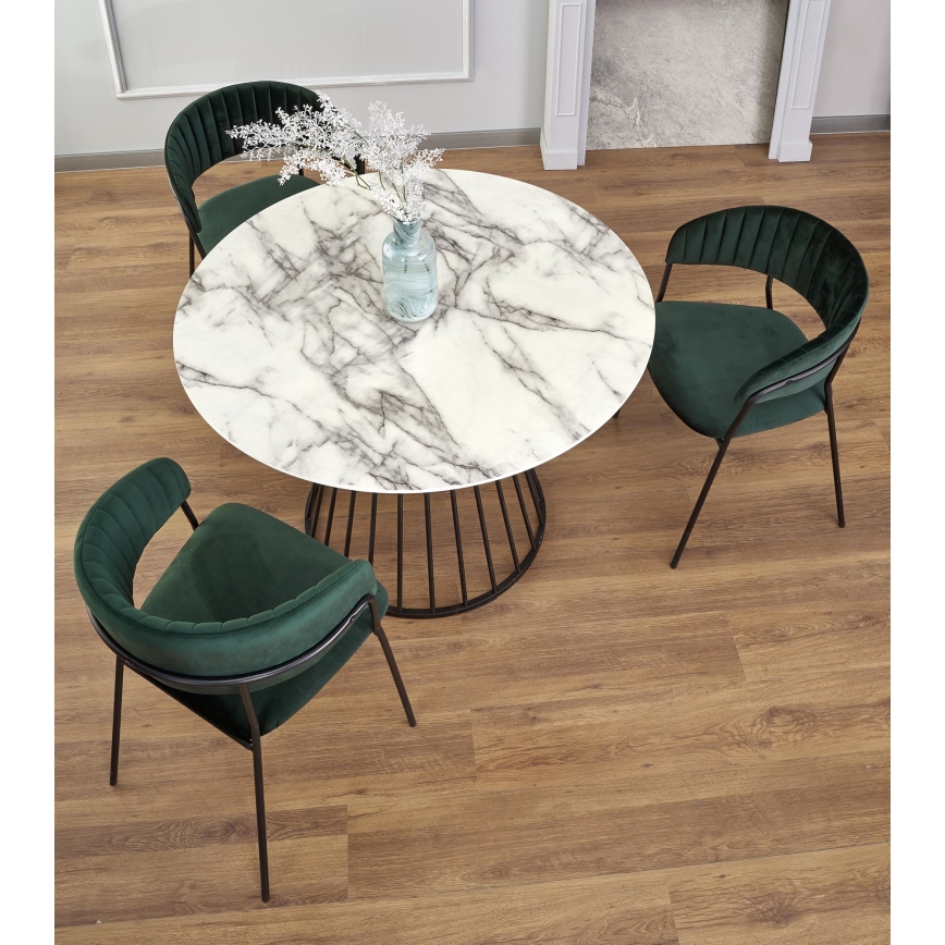 Trpezarijski sto SEREIN, dekor beli mermer/crna
