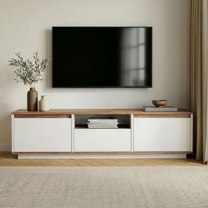 TV komoda KREDE 160x30 cm bela/borovica