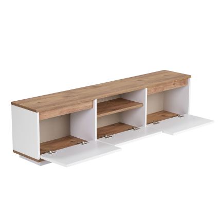TV komoda KREDE 160x30 cm bela/borovica