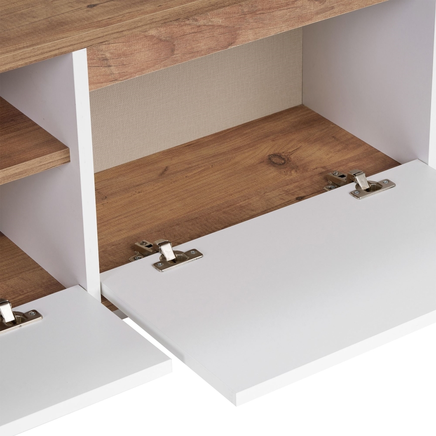 TV komoda KREDE 160x30 cm bela/borovica