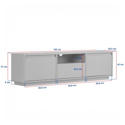 TV komoda KREDE 160x30 cm hrast