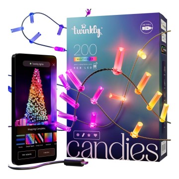 Twinkly - LED RGB prigušiva božićna girlanda CANDIES 200xLED 14 m USB Wi-Fi