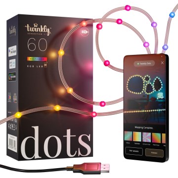 Twinkly - LED RGB prigušiva svetlosna dekoracija DOTS, 60 LED, 7 m, USB, Wi-Fi