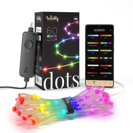 Twinkly - LED RGB prigušiva svetlosna dekoracija DOTS, 60 LED, 7 m, USB, Wi-Fi