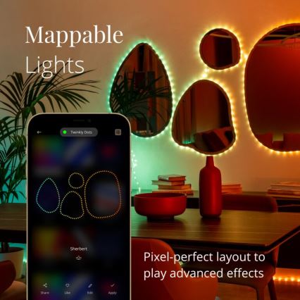 Twinkly - LED RGB spoljašnja prigušiva traka DOTS 200xLED 10 m IP44 WiFi