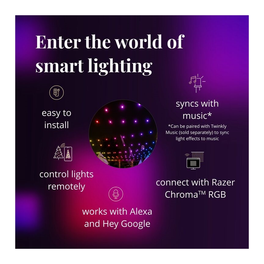 Twinkly - LED RGB prigušiva spoljašnja dekorativna girlanda FESTOON 20xLED 14m IP44 Wi-Fi