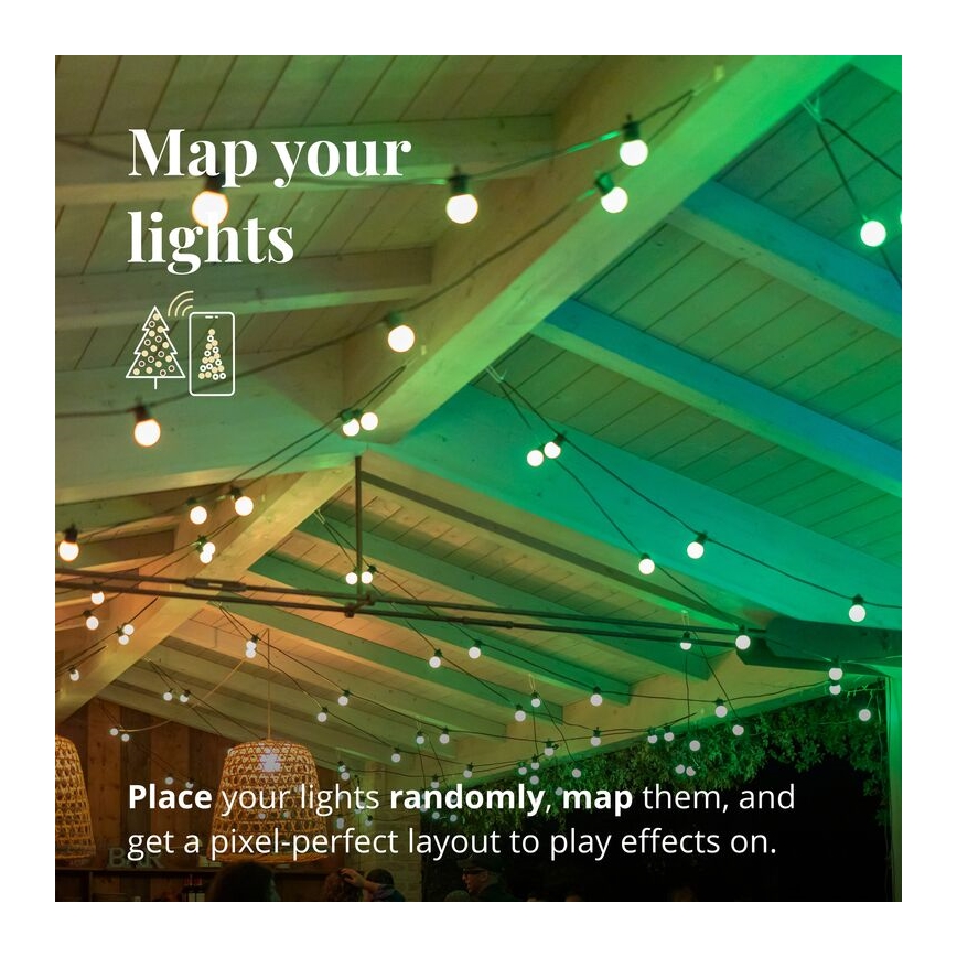 Twinkly - LED RGB prigušiva spoljašnja dekorativna girlanda FESTOON 20xLED 14m IP44 Wi-Fi
