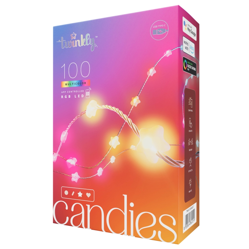 Twinkly - LED RGB prigušiva girlanda CANDIES 100xLED 8 m USB Wi-Fi