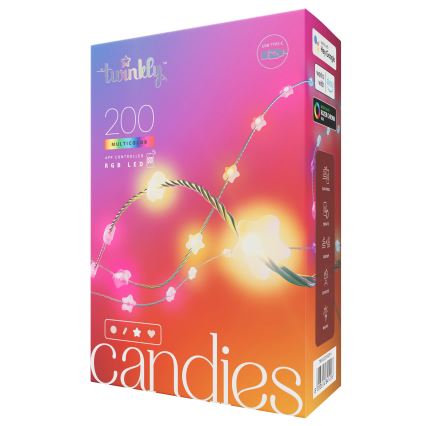 Twinkly - LED RGB prigušiva svetlosna girlanda CANDIES 200xLED 14 m USB Wi-Fi