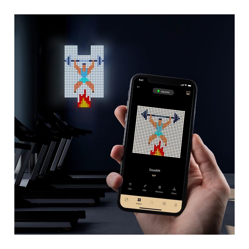 Twinkly - Komplet od 6 RGB LED prigušiva panela SQUARES, 64 LED po panelu, 16 × 16 cm, Wi-Fi