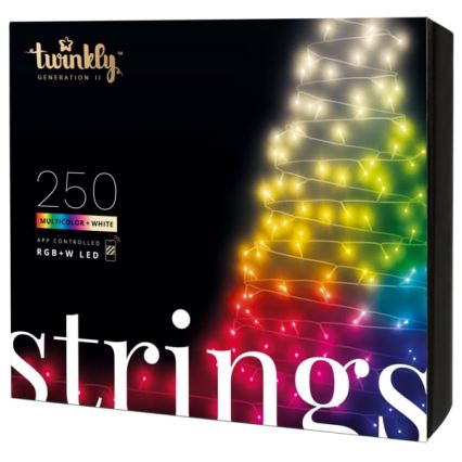 Twinkly - LED RGBW prigušiva spoljašnja božićna svetla STRINGS 250xLED 23,5m IP44 Wi-Fi