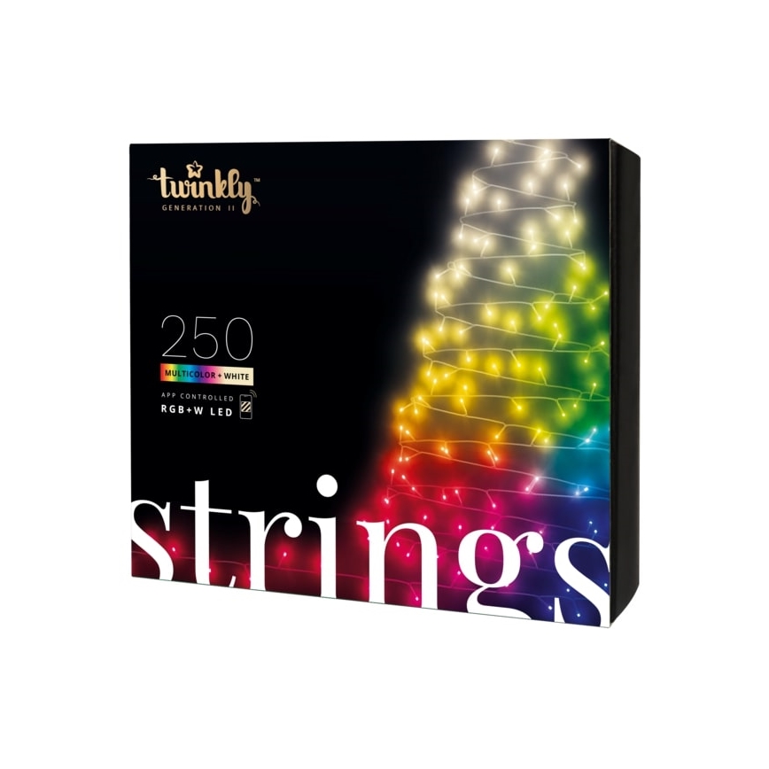Twinkly - LED RGBW prigušiva spoljašnja božićna svetla STRINGS 250xLED 23,5m IP44 Wi-Fi