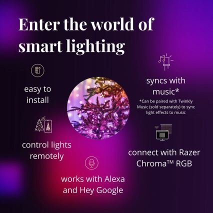 Twinkly - LED RGB spoljašnji prigušiva niz STRINGS 250xLED 23,5m IP44 Wi-Fi