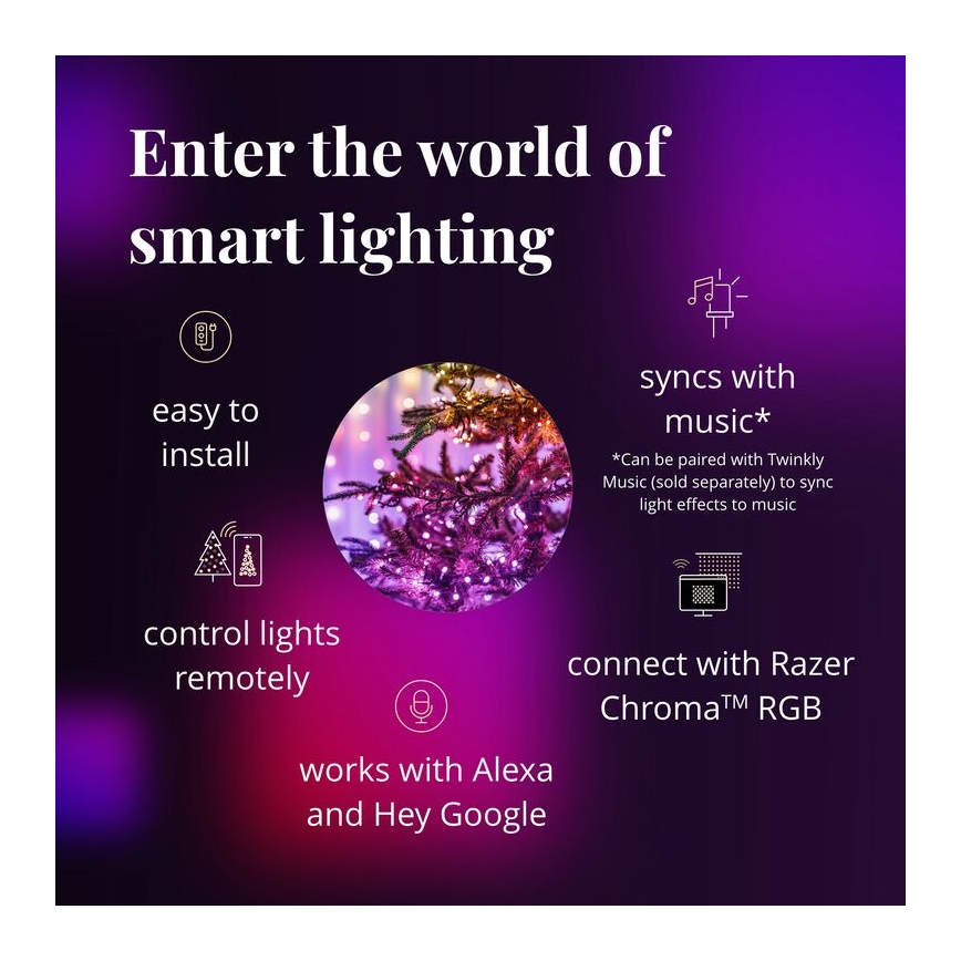 Twinkly - LED RGB spoljašnji prigušiva niz STRINGS 250xLED 23,5m IP44 Wi-Fi