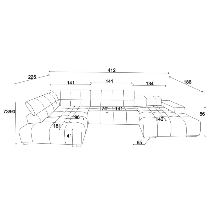 U-obliku ugaona garnitura TROPEA, braon