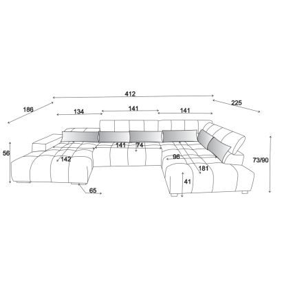 Ugaona garnitura TROPEA u obliku slova U sa naslonima za glavu, siva