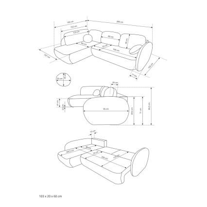 Ugaona rastegljiva garnitura sa prostorom za odlaganje u obliku L OLBIA leva bež