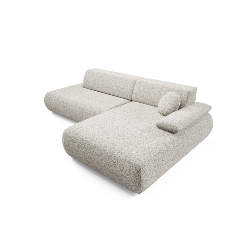 Ugaona razvlačna garnitura PRATO u obliku slova L, desna, bež, sa prostorom za odlaganje